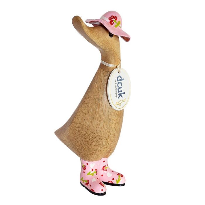 DCUK Natural Finish Duckling with Floral Hat & Welly Boots -Pink-1
